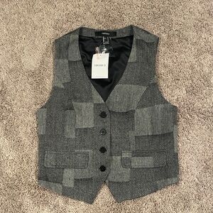 Forever 21 Black and Gray Patchwork Vest